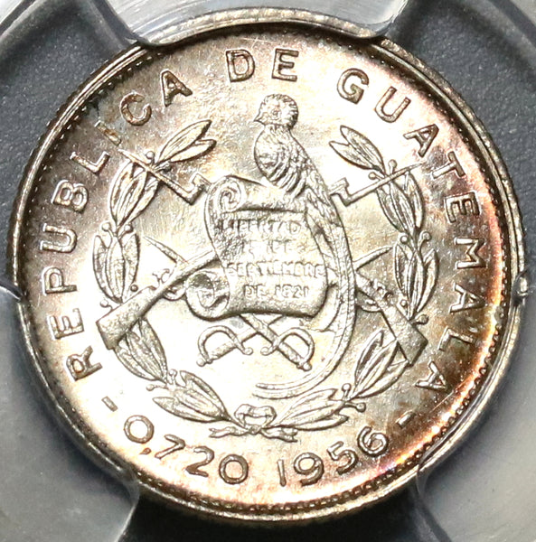 1956 PCGS MS 67 Guatemala 5 Centavos GEM BU Silver Coin Pop 5/0 (16032001D)