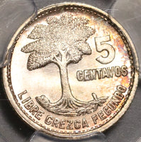 1956 PCGS MS 67 Guatemala 5 Centavos GEM BU Silver Coin Pop 5/0 (16032001D)