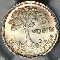 1956 PCGS MS 67 Guatemala 5 Centavos Kapok Tree Gem Mint State Silver Coin (15110804D