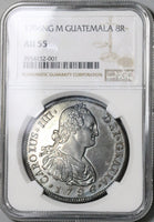 1796 NGC AU 55 Guatemala 8 Reales Spain Colony Charles IV Coin (22041702C)