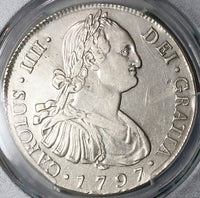 1797/6 PCGS AU Guatemala 8 Reales Spain Colony Charles IV Overdate Coin (23010602D