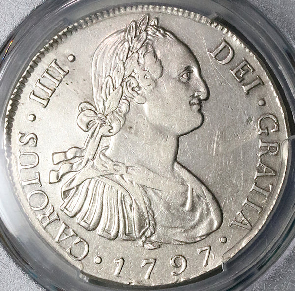 1797/6 PCGS AU Guatemala 8 Reales Spain Colony Charles IV Overdate Coin (23010602D