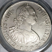 1797/6 PCGS AU Guatemala 8 Reales Spain Colony Charles IV Overdate Coin (23010602D