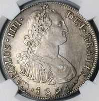1801 NGC XF 45 Guatemala 8 Reales Spain Colony Charles IV Silver Coin (22020203C)