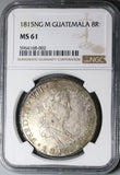 1815 NGC MS 61 Guatemala 8 Reales Spain Colony Mint State Silver Coin POP 2/2 (22030602C)