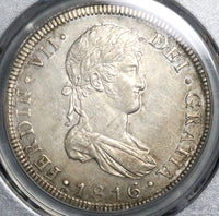 1816 PCGS AU 58 Guatemala 8 Reales Spain Colony Silver Coin POP 2/1 (21091101D)