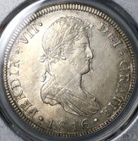 1816 PCGS AU 58 Guatemala 8 Reales Spain Colony Silver Coin POP 2/1 (21091101D)