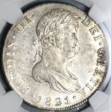 1821 NGC MS 60 Guatemala 8 Reales Spain Colony Mint State Silver Coin (21090602C)