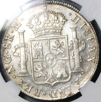 1821 NGC MS 60 Guatemala 8 Reales Spain Colony Mint State Silver Coin (21090602C)