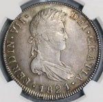 1821 Guatemala 8 Reales Colonial Spain Silver Coin NGC XF 45 (17010502D)