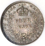 1891 NGC AU 50  British Guiana Guyana 4 Pence Britain Silver Coin (20030201C)