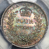 1891 PCGS MS 65  British Guiana Guyana 4 Pence Britain Silver Coin (18041901D)