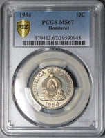 1954 PCGS MS 67 Honduras 10 Centavos Gem Mint State Coin (21070803C)