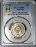 1954 PCGS MS 67 Honduras 10 Centavos Gem Mint State Coin (21070803C)