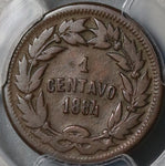 1884 PCGS F 15 Honduras 1 Centavo Rare 24,000 Minted POP 1/0 (20120204C)