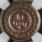 1893 NGC VF Det  Honduras 1 Centavo UN/10 Engraving Error Coin (21041702C)