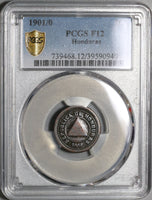 1901/0 PCGS F 12  Honduras 1 Centavo Pyramid Coin 98K Minted POP 1/0 (20070505C)