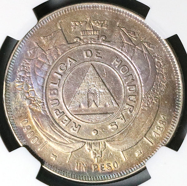 1881 NGC VF Honduras 1 Peso Standing Liberty Silver 26K Coin (23010401C)