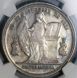 1884 NGC AU 53 Honduras UN Peso Silver Pyramid Coin (21042104D)