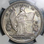 1884 NGC AU 53 Honduras UN Peso Silver Pyramid Standing Liberty Coin (25092601C)