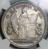 1884 NGC AU 53 Honduras UN Peso Silver Pyramid Coin (21042104D)