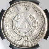 1891/88 NGC AU 55 Honduras 1 Peso Overdate Standing Liberty Silver Coin POP 2/2 (22111804C)