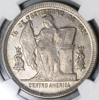 1892/0 NGC AU 55 Honduras 1 Peso Overdate Standing Liberty Silver Coin (22072002C)
