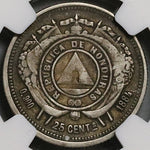 1884 NGC VF 30 Honduras 25 Centavos Standing Liberty Silver Coin (23022405C)
