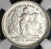 1885 NGC AU 58 Honduras 25 Centavos Standing Liberty Silver Coin (22111803C)