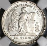 1885 NGC AU 58 Honduras 25 Centavos Standing Liberty Silver Coin (22111803C)