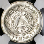 1885 NGC AU 58 Honduras 25 Centavos Standing Liberty Silver Coin (22111803C)