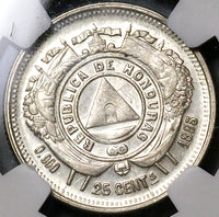 1885 NGC AU 58 Honduras 25 Centavos Standing Liberty Silver Coin (22111803C)
