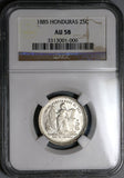 1885 NGC AU 58 Honduras 25 Centavos Standing Liberty Silver Coin (22111803C)