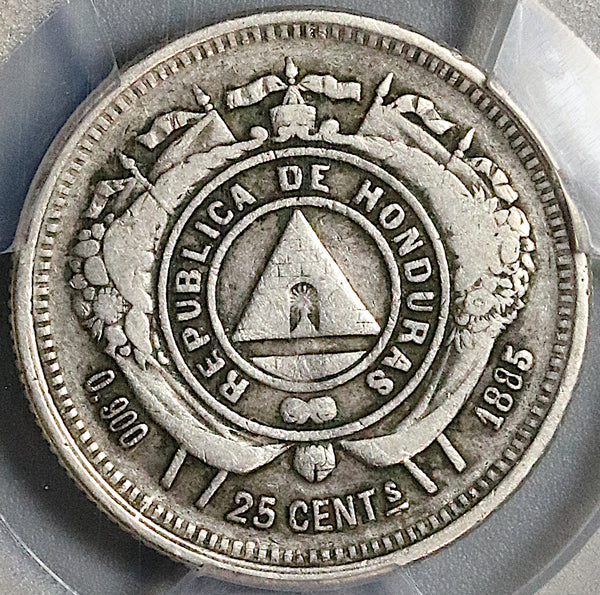 1885 NGC VF 30 Honduras 25 Centavos Pyramid Silver Coin POP 1/1 (22041001C)