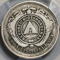 1885 NGC VF 30 Honduras 25 Centavos Pyramid Silver Coin POP 1/1 (22041001C)