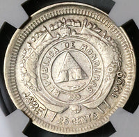 1899/88 NGC AU 53 Honduras 25 Centavos Standing Liberty Coin 30k POP 1/0 (23030302C)