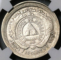 1899/88 NGC AU 53 Honduras 25 Centavos Standing Liberty Coin 30k POP 1/0 (23030302C)