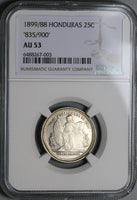 1899/88 NGC AU 53 Honduras 25 Centavos Standing Liberty Coin 30k POP 1/0 (23030302C)