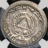 1901/801 NGC XF Det Honduras 25 Centavos QDR Pyramid Silver Richard Stuart Collection Coin (21090601C)