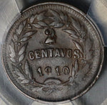 1910 PCGS AU 50 Honduras 2 Centavos 2/1 Centavo Pyramid Coin POP 1/0 (20110204C)
