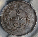 1910 PCGS AU 50 Honduras 2 Centavos 2/1 Centavo Pyramid Coin POP 1/0 (20110204C)