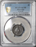 1910 PCGS AU 50 Honduras 2 Centavos 2/1 Centavo Pyramid Coin POP 1/0 (20110204C)