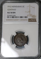 1912 NGC AU 58 Honduras 2 Centavos No S Pyramid 88k Coin POP 1/0 (22011601R)