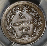 1913 PCGS VF 35 Honduras 2 Centavos 2/UN Centavo Pyramid Coin (20101702R)