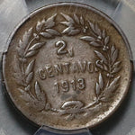 1913 PCGS VF 35 Honduras 2 Centavos 2/UN Centavo Pyramid Coin (20101702R)
