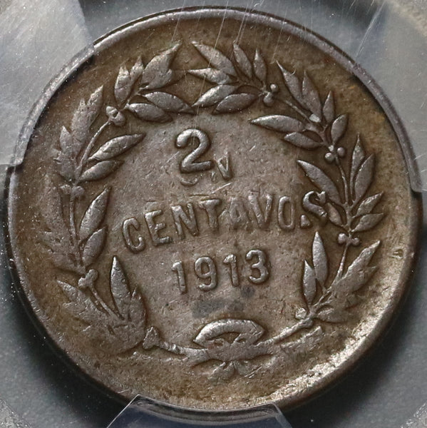 1913 PCGS VF 35 Honduras 2 Centavos 2/UN Centavo Pyramid Coin (20101702R)