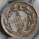 1913 PCGS VF 35 Honduras 2 Centavos 2/UN Centavo Pyramid Coin (20101702R)