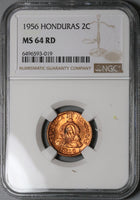 1956 NGC MS 64 RD Honduras 2 Centavos de Lempira Red Coin (23031402C)