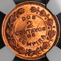 1956 NGC MS 65 RD Honduras 2 Centavos de Lempira Red Coin (23031301C)