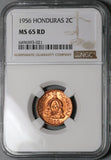 1956 NGC MS 65 RD Honduras 2 Centavos de Lempira Red Coin (23031301C)